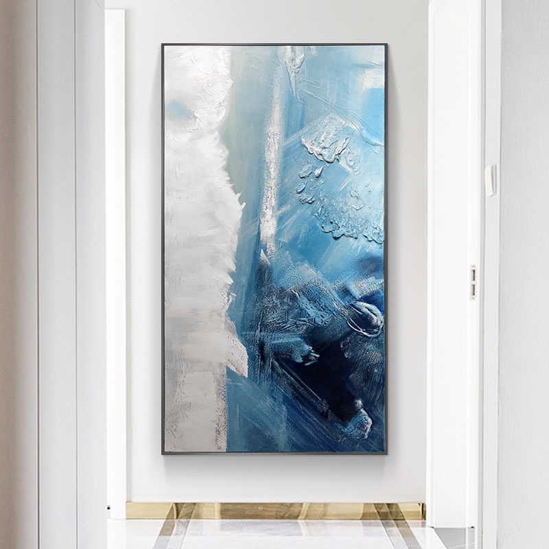 蓝色肌理走廊过道赵无极抽象画