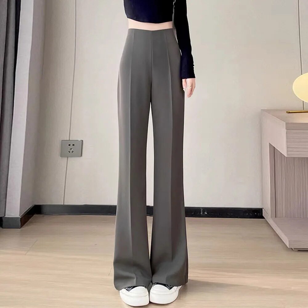 窄版阔腿裤女夏季2026新款小个子垂坠感直筒裤宽松高腰微喇西装裤