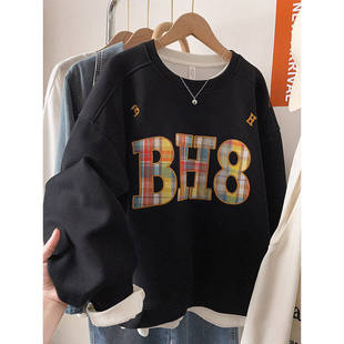 新品春季胖mm大码刺绣卫衣女款2026新款宽松oversize加绒上衣外套