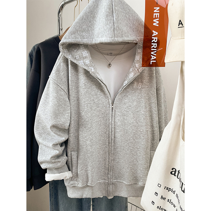 【优质面料】大码刺绣卫衣外套女