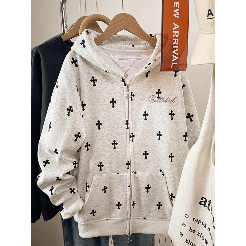 【优质面料】宽松显瘦连帽上衣女