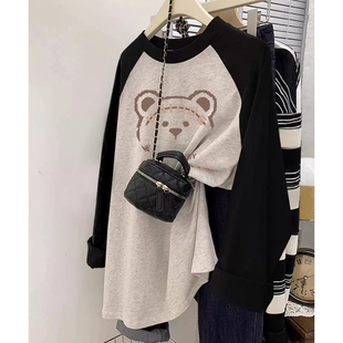 2026新款大码宽松长袖t恤打底衫胖mm时尚洋气爆款春装女款上衣服