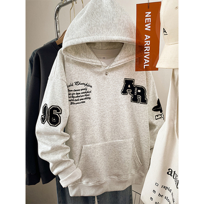 【优质面料】胖mm刺绣连帽上衣女