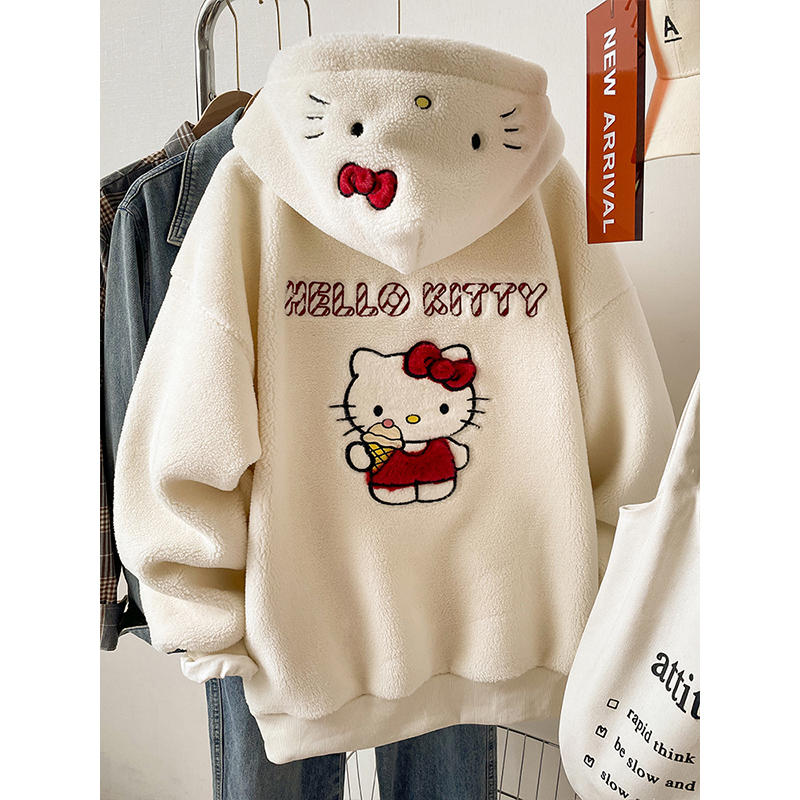 【起球包退】羊羔绒刺绣卫衣女冬