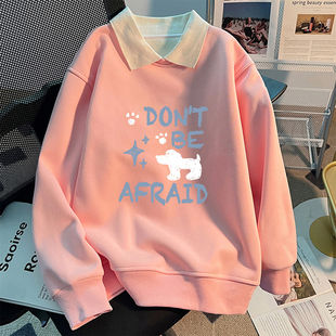 新品2026春秋时尚卫衣女款爆款宽松洋气翻领短款休闲早秋薄款上衣