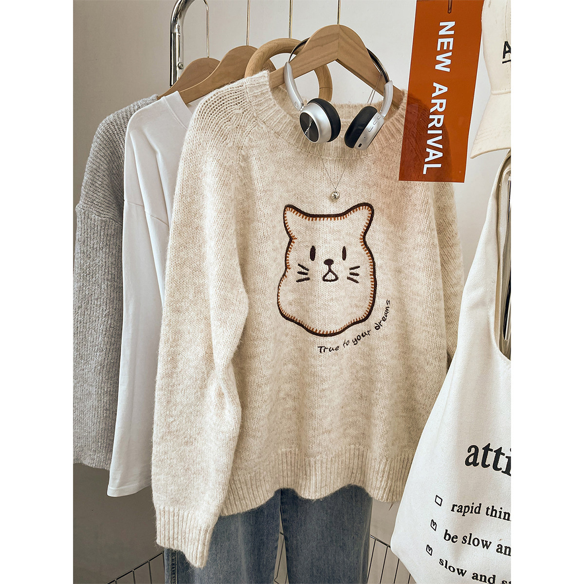 【优质面料】宽松显瘦毛衣上衣服