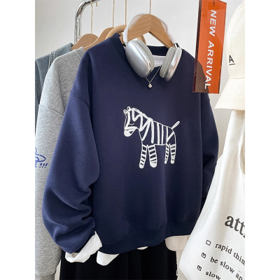 【刺绣工艺】宽松大码无帽卫衣女