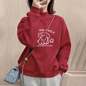 新品 半高领加厚卫衣女 设计感小众加绒上衣胖mm大码 春秋季 2026新款