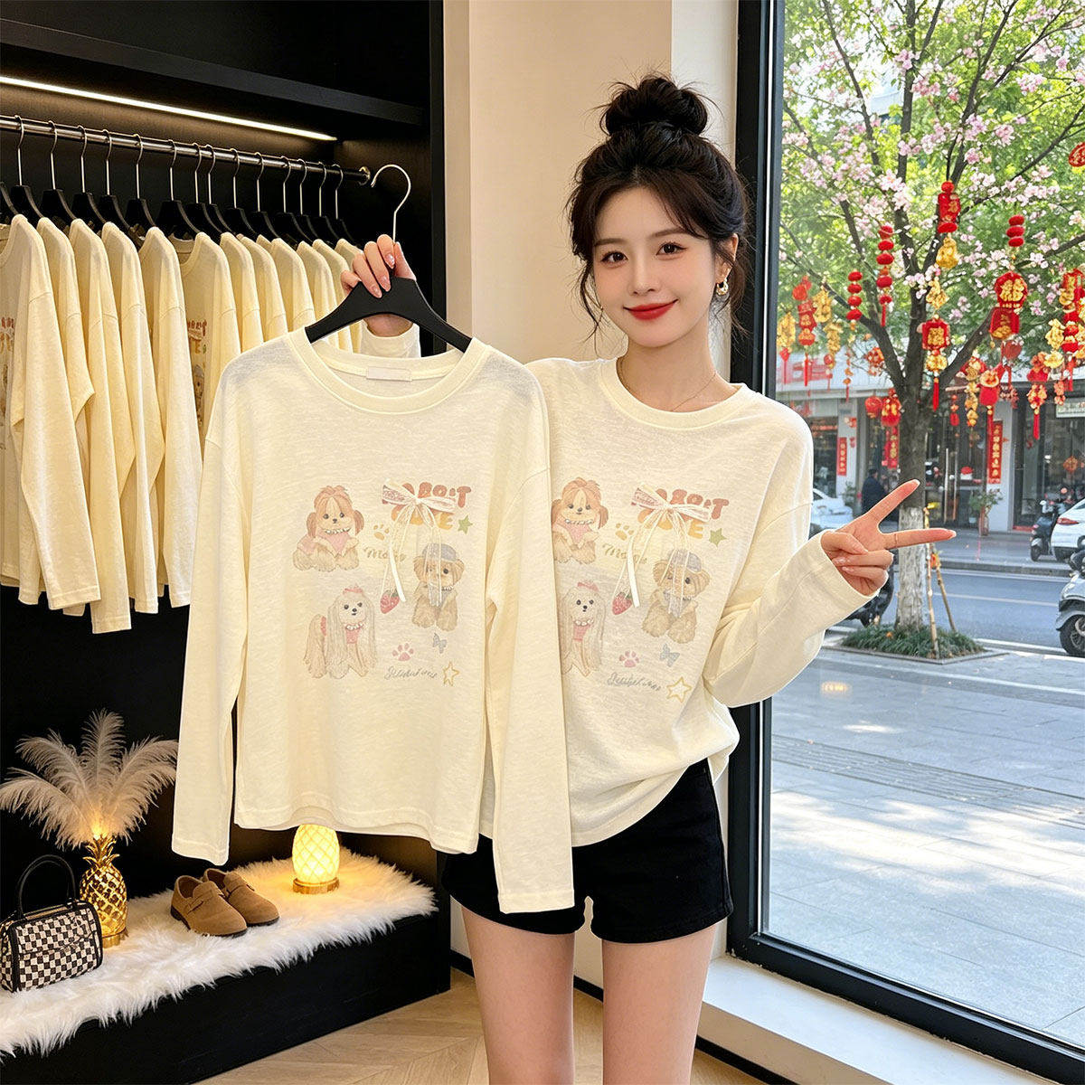 【优质面料】宽松显瘦刺绣上衣女图片