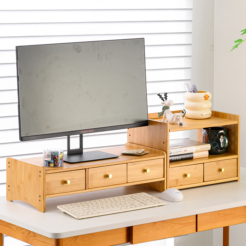 组合摆放电脑增高架带抽屉