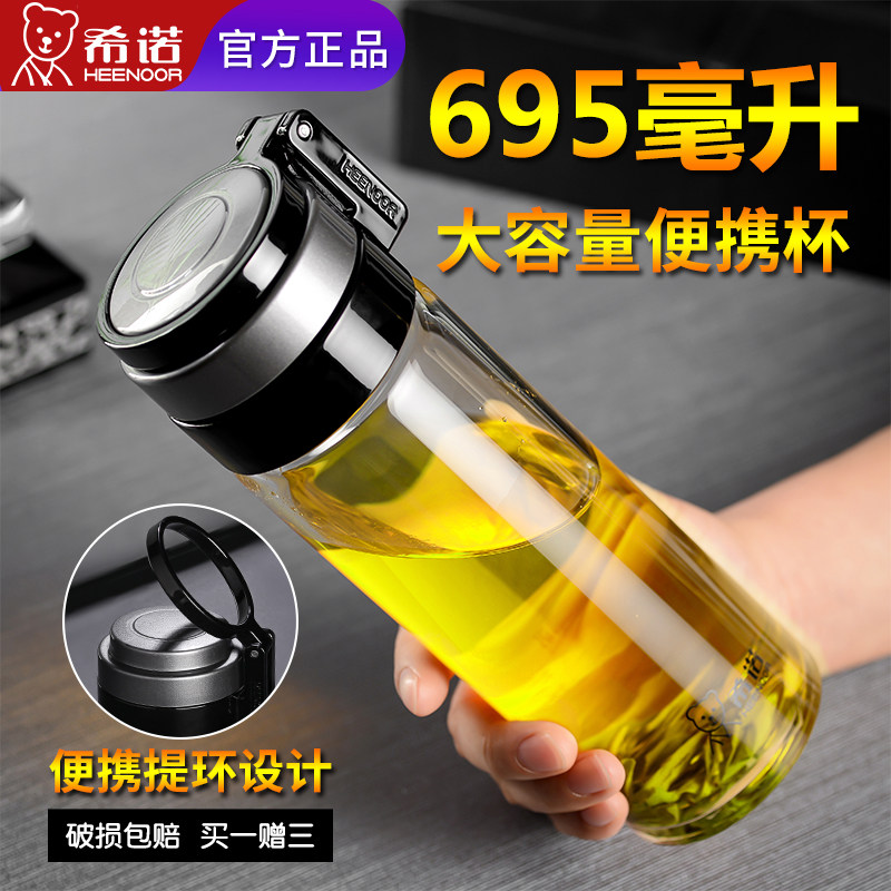 希诺单层加厚便携大容量玻璃杯图片