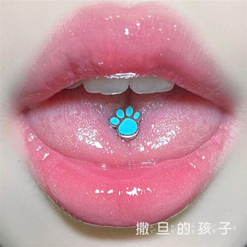 撒旦的孩子 可爱爪爪 舌钉钛钢奶酷辣妹外螺旋 舌头钉 舌环饰品