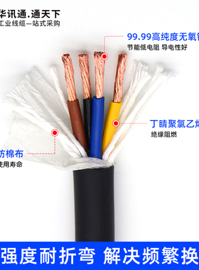 TRVV高柔性拖链i电缆2/4/5/20芯0.5/1.5平方黑灰色耐折坦克链软线