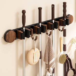 中古风吸盘拖把壁挂夹卫生间浴室阳台墙上拖把挂钩收纳整理抹布架