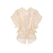 yeye 复古风米色蕾丝系带蝴蝶结宽松镂空上衣 法式 b.Fleurs新款