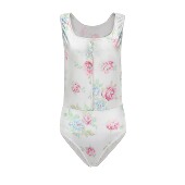 高端显瘦别致连身裤 b.Fleurs白色印花无袖 套头方领连体衣女夏季