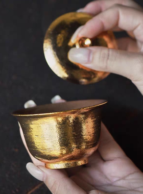 云由山坊盖碗金彩功夫茶复古诧寂风陶瓷手工泡茶小景德镇单个高档