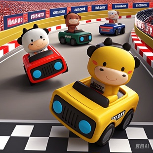 儿童按压玩具车惯性回力齿轮小火车恐龙动物小汽车口哨幼儿园礼物