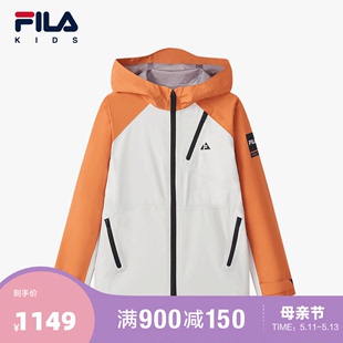 FILA 大童男童休闲运动户外连帽梭织外套 2024春新款 斐乐儿童童装