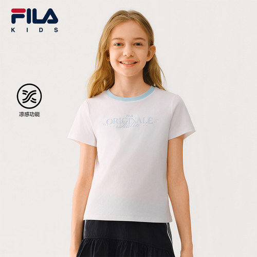 FILA斐乐儿童童装短T类2026秋季新款女中大童针织短袖衫