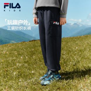 裤 工装 子2025年冬季 男童加绒运动针织长裤 风 新款 FILA斐乐儿童童装