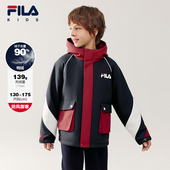 新款 FILA斐乐儿童童装 羽绒服2026年春季 男中大童休闲宽松常规外套