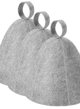 毛毡桑拿浴帽 时尚简约款灰色吸水干发帽 温泉浴室桑拿毛毡帽