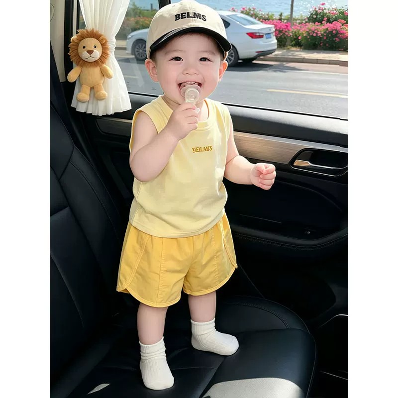 2026夏季婴儿两件套背心短裤透气