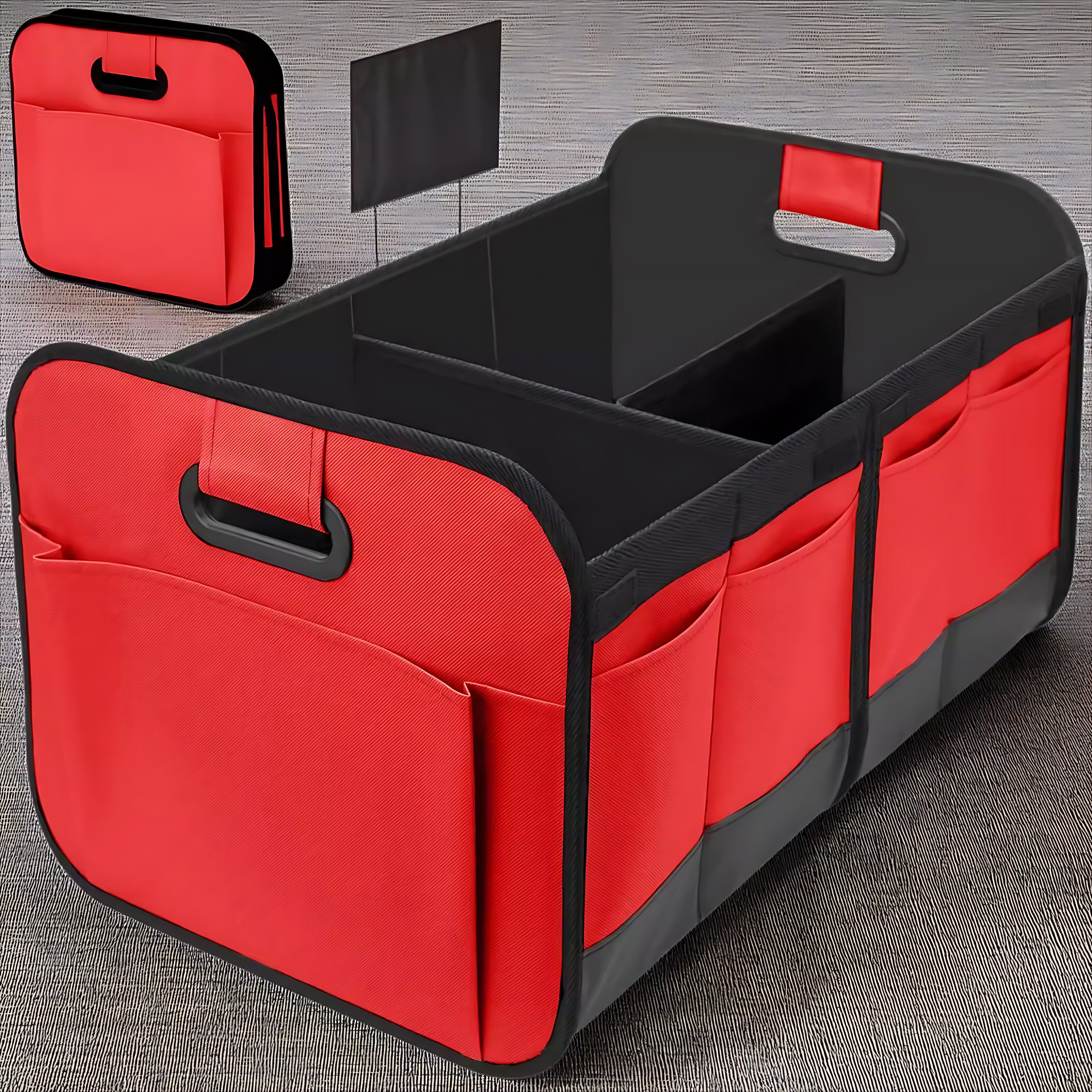 车用后备箱储物箱牛津布带提手收纳箱多功能折叠车载整理盒实用型