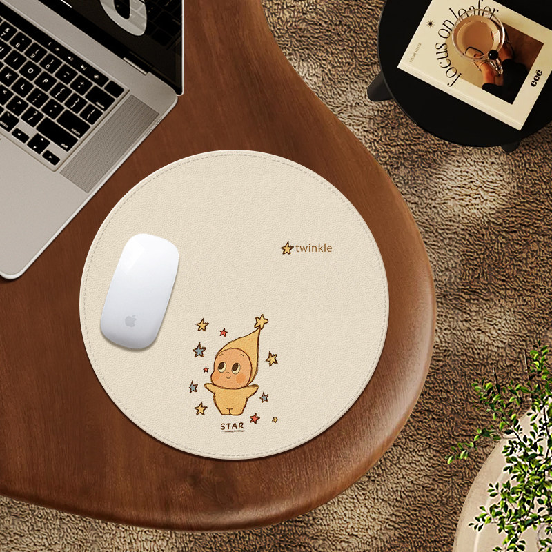 可爱创意白色鼠标垫小号圆形轻奢鼠标垫女生家用办公高颜值桌垫
