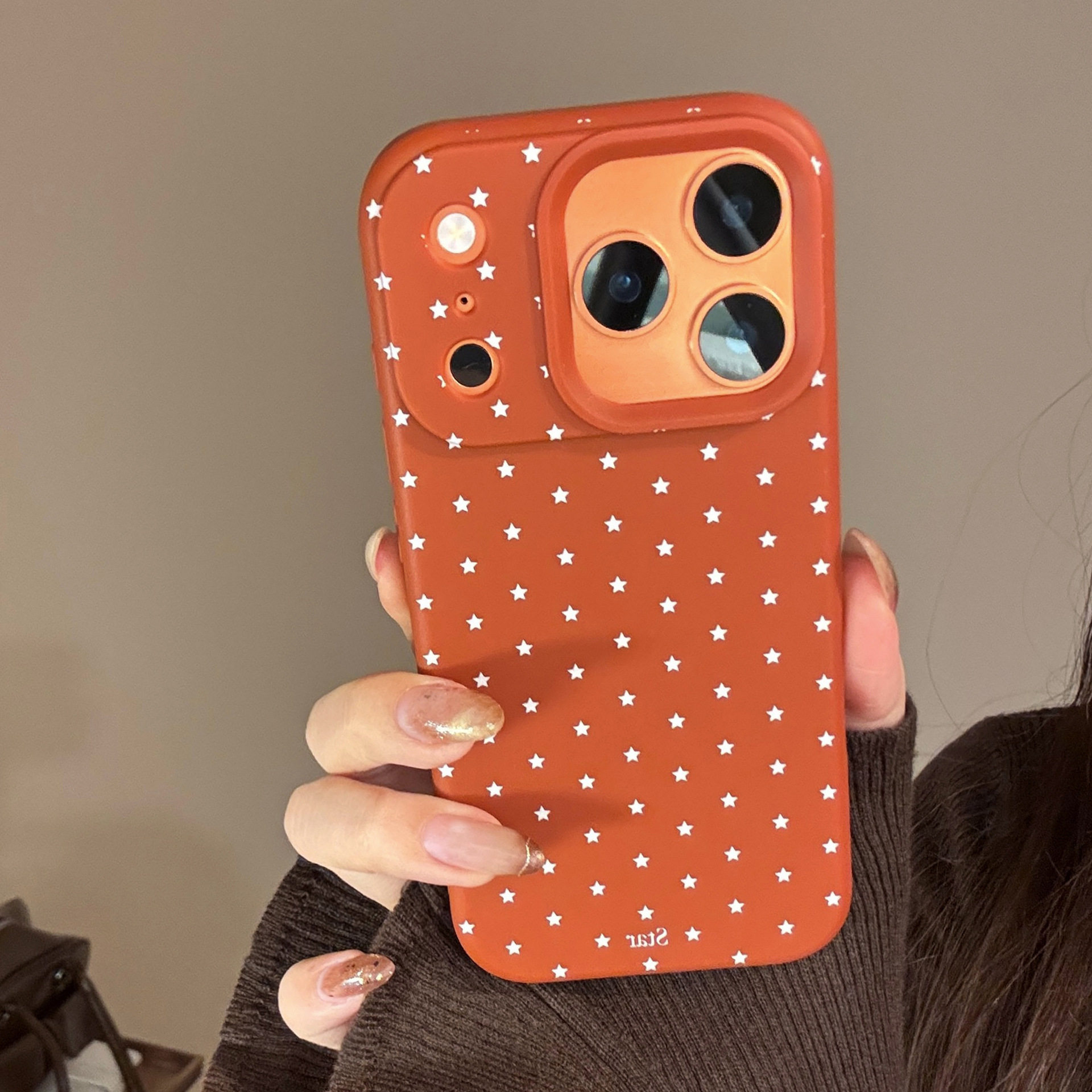 适用苹果17promax新年红色手机壳17Pro复古简约星星iPhone16韩系ins风Max爆款15小众高级感14文艺13不撞壳女