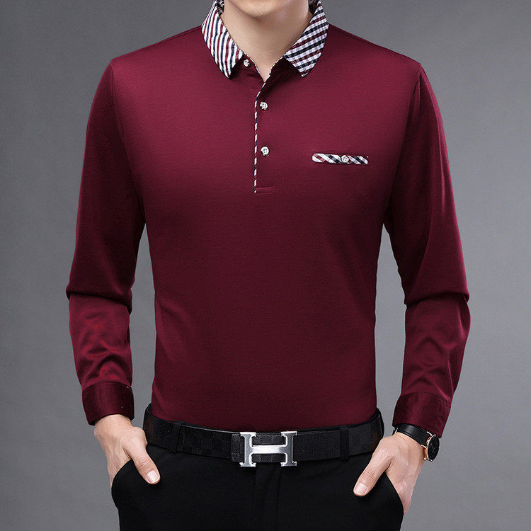 高端保罗桑蚕丝t恤男装2025夏季薄款长袖商务休闲冰丝翻领POLO衫