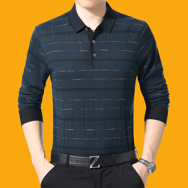 含羊毛青年针织衫修身长袖t恤