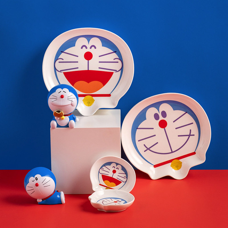 卡通哆啦A梦正版授权日式可爱陶瓷盘创意家用厨房调味碟勺叉餐具