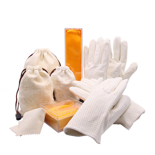 文玩手套纯棉麂皮纳米手套盘珠盘玩鹿皮袋子星月菩提包浆核桃抛光