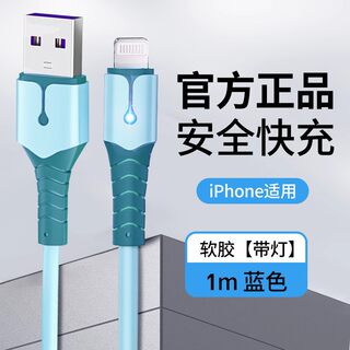 数据线液态软硅胶带灯iPhone15适用手机充电线6s充电器7P加长11快充pad七8Plus正品xsmax正版2米7plus冲