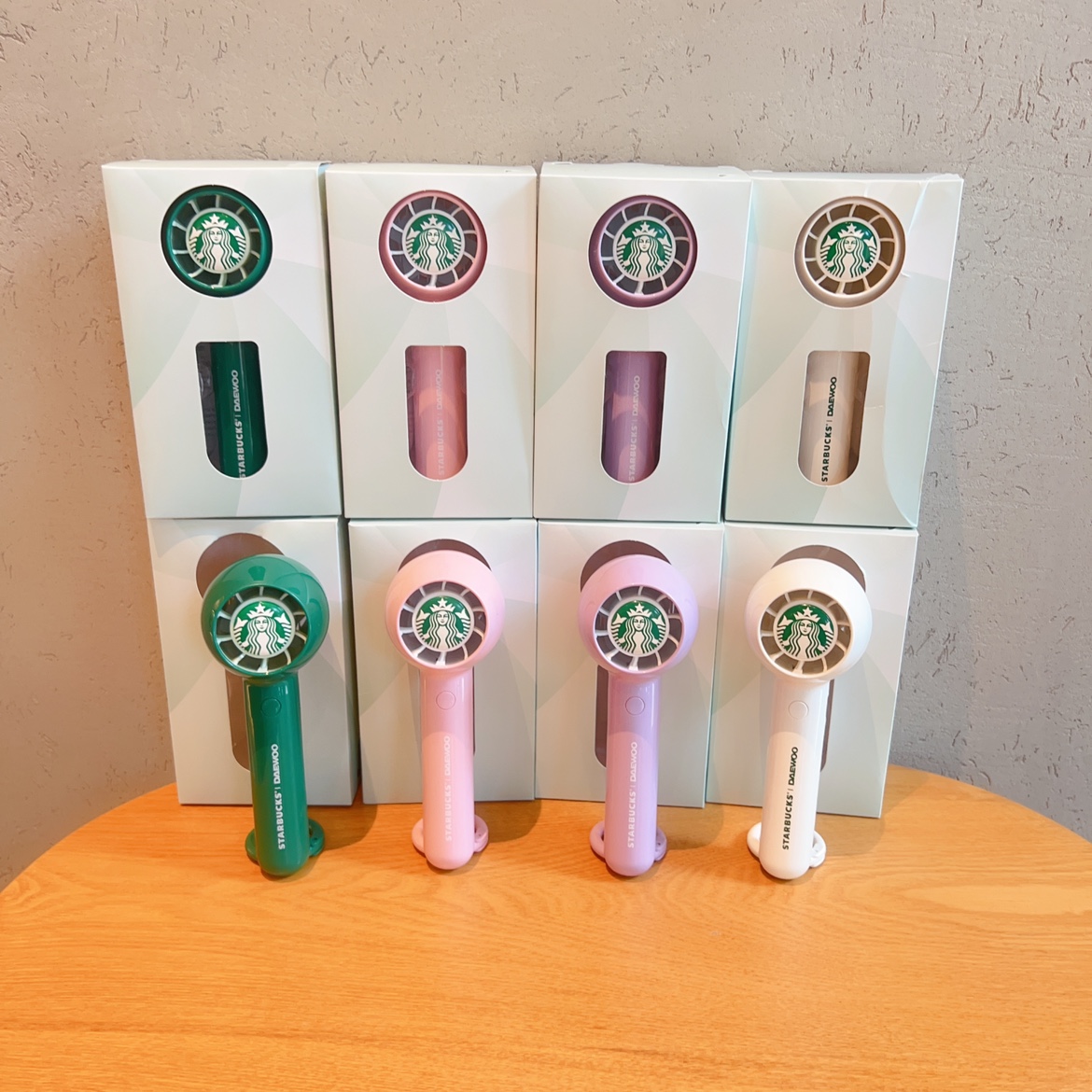 星巴克电风扇紫色粉色大宇联名手持迷你便携站立充电夏日出行降暑