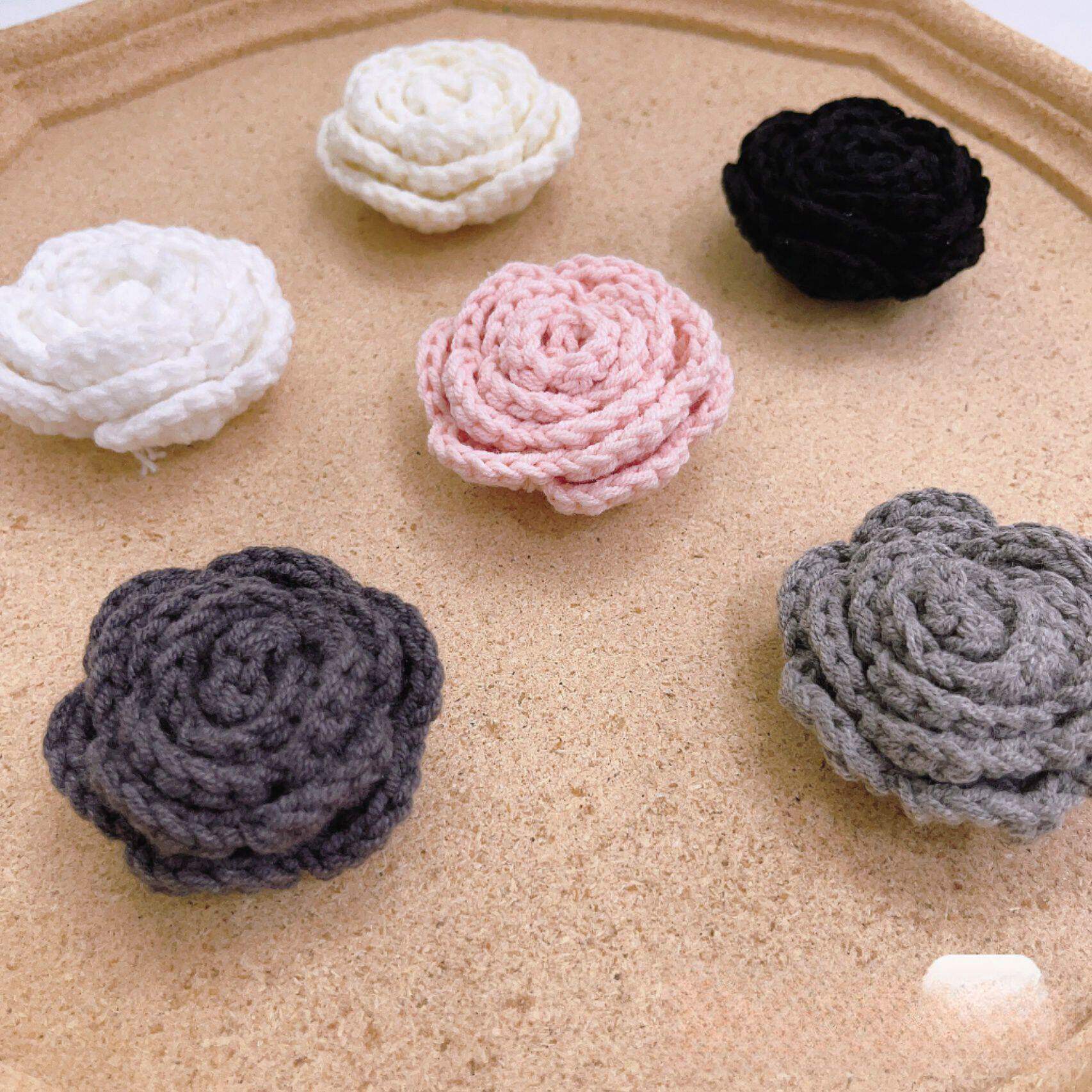 手工编织毛线花朵手钩装饰配件服装辅料DIY胸花玫瑰花配饰