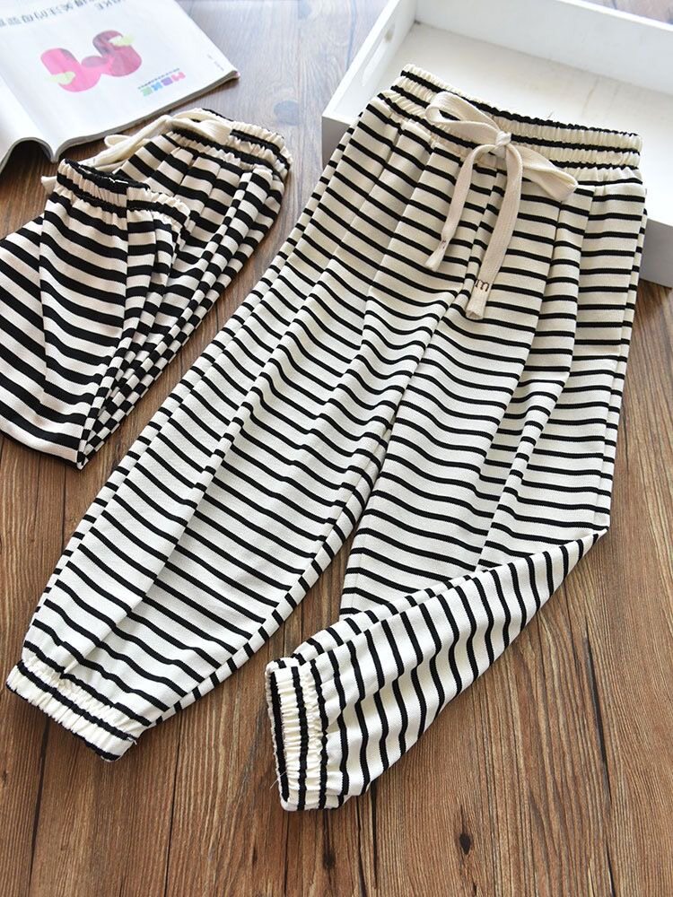 夏款透气男女童韩系百搭休闲条纹束脚裤中大童宝宝户外防蚊灯笼裤,童装/婴儿装/亲子装,裤子,淘宝优惠券,粉丝福利购,淘宝优惠卷