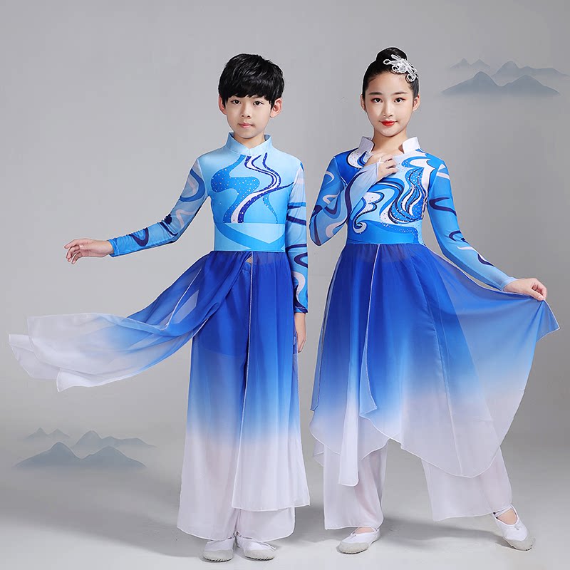 象山水月演出服儿童古典舞飘逸舞蹈服乘风破浪开场现代舞大合唱女图片