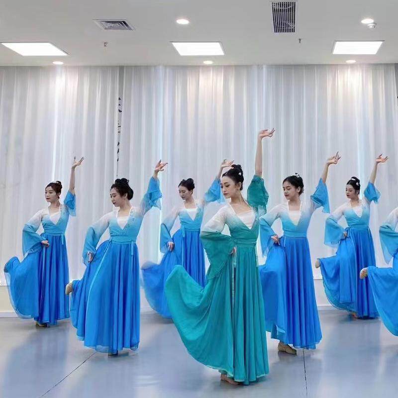 青山远黛舞蹈服女飘逸中国舞艺考群舞表演出服艺考新款古典舞服装