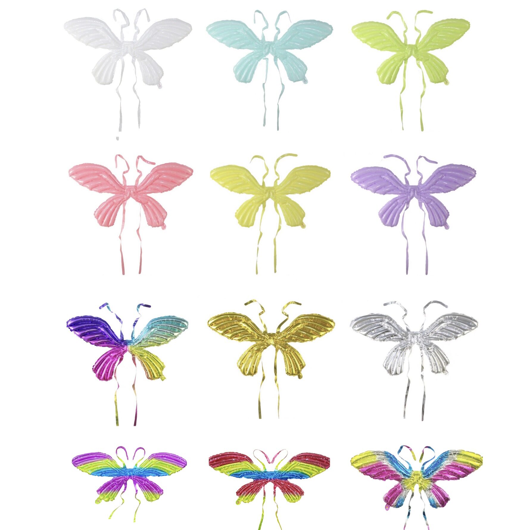 蝴蝶翅膀气球网红摆摊背饰批发儿童天使充气翅膀彩色马卡龙铝膜