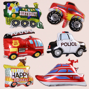 生日布置卡通汽车气球客厅布置幼儿园装饰用品儿童火飞机国庆气球