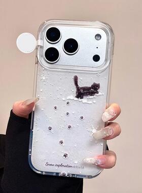 单层玩雪小狗适用iphone17pomax苹果16pr手机壳15新款13卡通12新款适用于苹果17promax手机壳iphone16巨好看