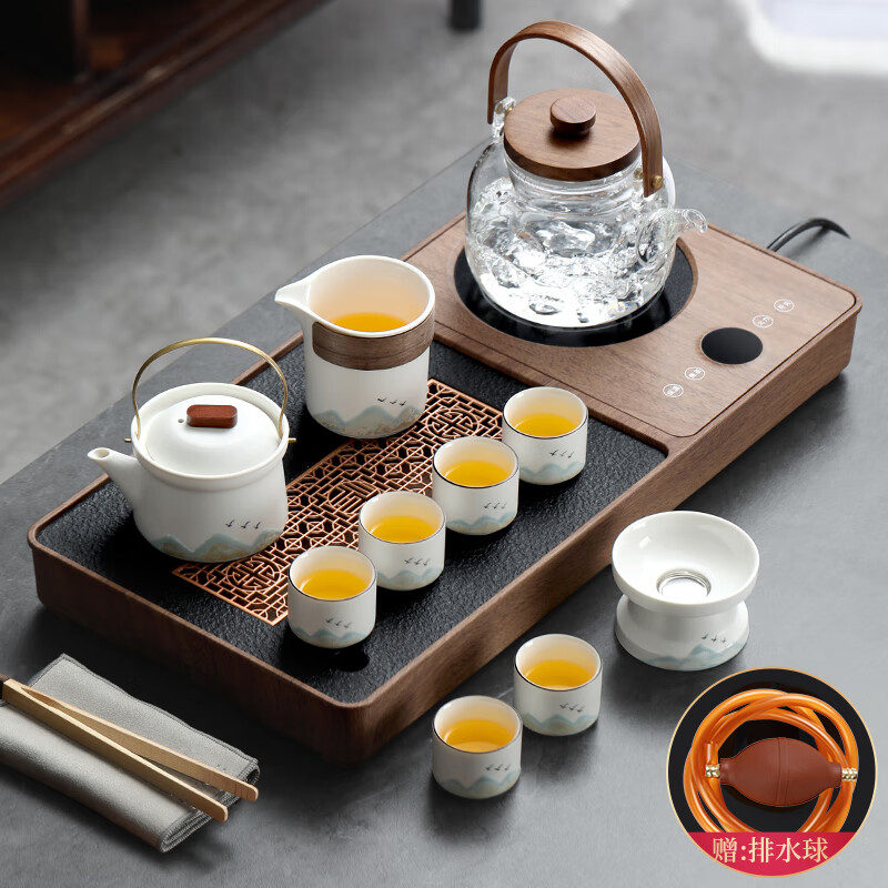 尚言坊茶具整套带茶盘家用客厅小型一体烧水自动电陶炉功夫泡茶杯
