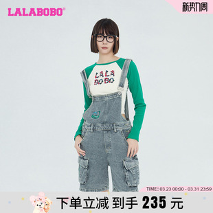 LBCB 简约舒适百搭复古运动背带短裤 WLZT14 新款 LALABOBO2023夏季