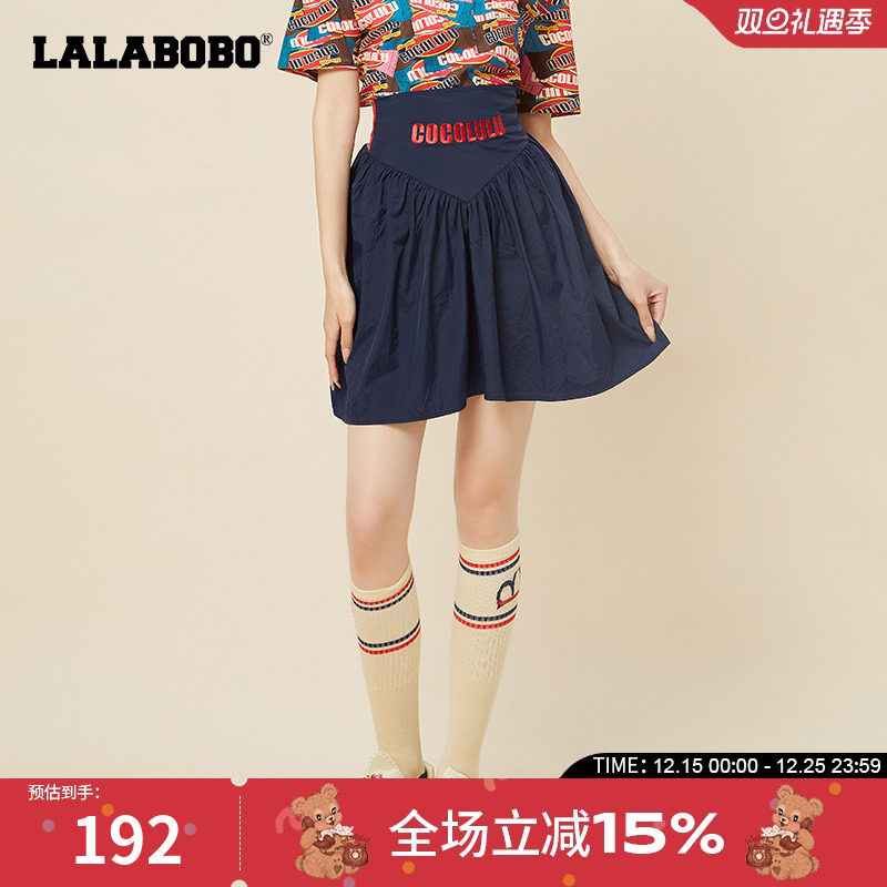 lalabobo高腰学院风a字短裙