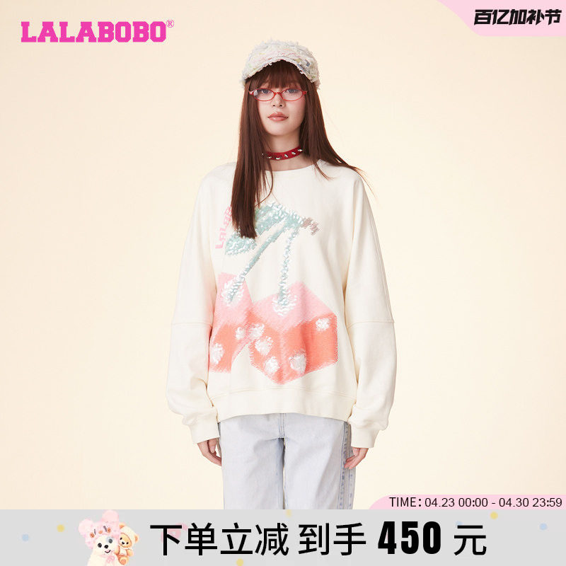 LALABOBO24春新韩系慵懒风筛子水果套头圆领卫衣女|LBDA-WSTS45