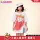 LALABOBO24春季 WSDT38 印开叉草莓T恤LBDA 新款 宽松可爱甜辣风数码