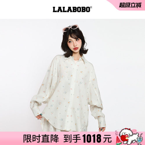 薄外套碎花复古小熊印花宽松衬衫